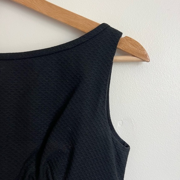 Vintage 60’s Lanz Black Textured Empire Waist Maxi Button Back Dress - Picture 2 of 6